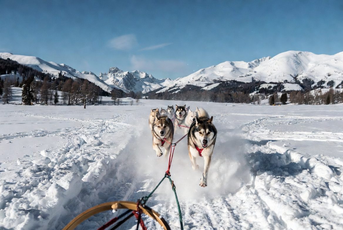 Cani sled sull'altopiano Savoie Grand Revard