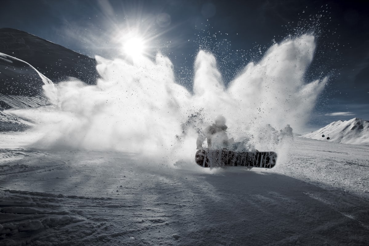 Snowboarding in polvere a Val Thorens, 2.300 m